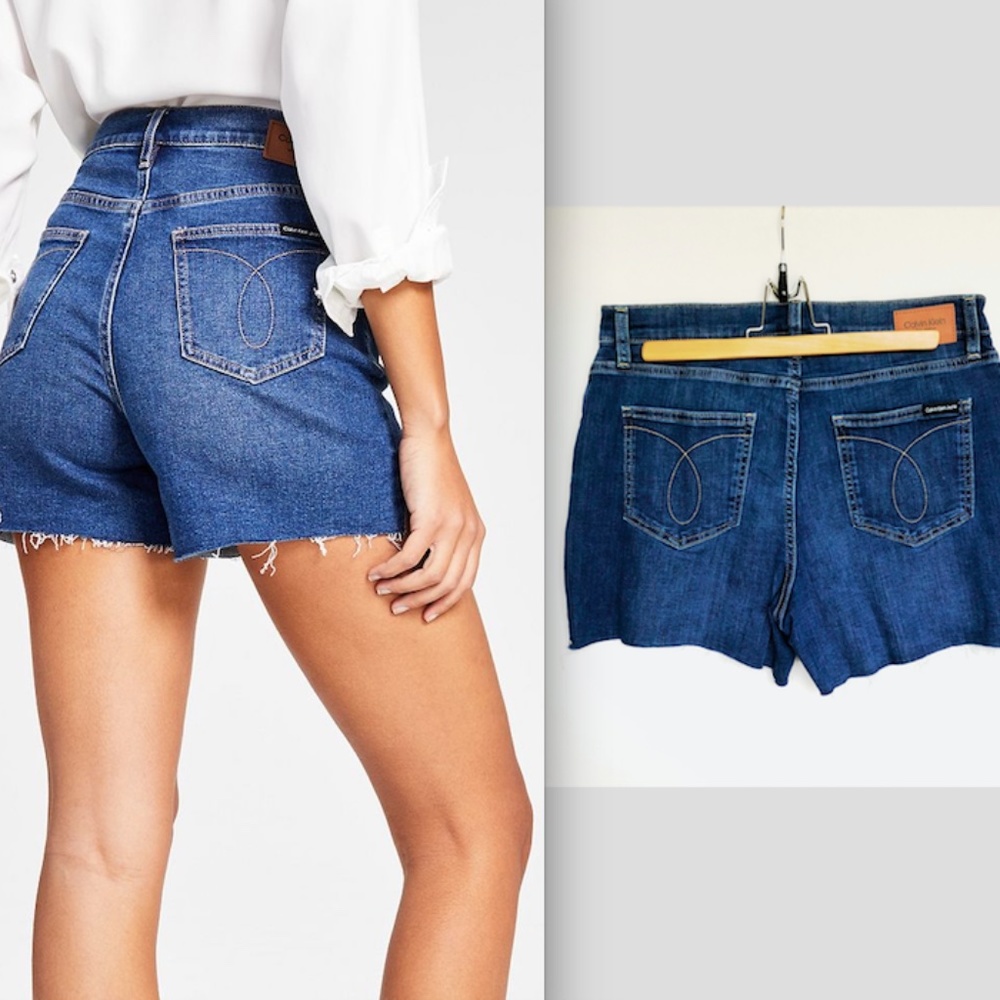 CALVIN KLEIN Shorts Size 30 Denim Raw Hem High Rise Travel Beach